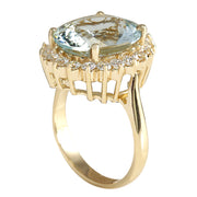 7.61 Carat Natural Aquamarine 14K Yellow Gold Diamond Ring - Fashion Strada
