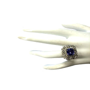7.57 Carat Natural Tanzanite 14K White Gold Diamond Ring - Fashion Strada