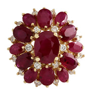 7.47 Carat Natural Ruby 14K Yellow Gold Diamond Ring - Fashion Strada