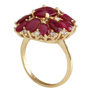 7.47 Carat Natural Ruby 14K Yellow Gold Diamond Ring - Fashion Strada