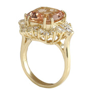 7.23 Carat Natural Morganite 14K Yellow Gold Diamond Ring - Fashion Strada