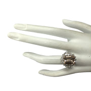 7.04 Carat Natural Morganite 14K White Gold Diamond Ring - Fashion Strada