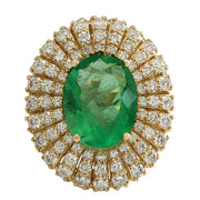 6.94 Carat Natural Emerald 14K Yellow Gold Diamond Ring - Fashion Strada