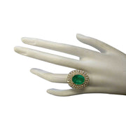 6.94 Carat Natural Emerald 14K Yellow Gold Diamond Ring - Fashion Strada