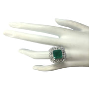 6.91 Carat Natural Emerald 14K White Gold Diamond Ring - Fashion Strada