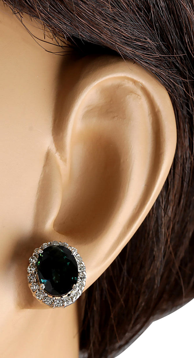 6.86 Carat Natural Sapphire 14K White Gold Diamond Earrings - Fashion Strada
