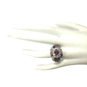 6.83 Carat Natural Sapphire 14K White Gold Diamond Ring - Fashion Strada