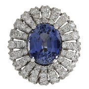 6.76 Carat Natural Ceylon Sapphire 14K White Gold Diamond Ring - Fashion Strada