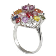 6.60 Carat Natural Ceylon Sapphire 14K White Gold Diamond Ring - Fashion Strada