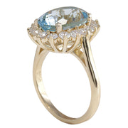 6.50 Carat Natural Aquamarine 14K Yellow Gold Diamond Ring - Fashion Strada