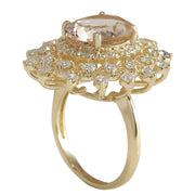 6.33 Carat Natural Morganite 14K Yellow Gold Diamond Ring - Fashion Strada