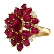 6.04 Carat Natural Ruby 14K Yellow Gold Diamond Ring - Fashion Strada