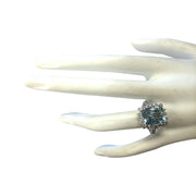 6.01 Carat Natural Aquamarine 14K White Gold Diamond Ring - Fashion Strada