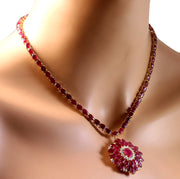 60.00 Carat Natural Ruby 14K Yellow Gold Diamond Necklace - Fashion Strada