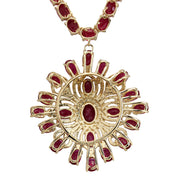 57.62 Carat Natural Ruby 14K Yellow Gold Diamond Necklace - Fashion Strada