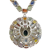 54.53 Carat Natural Ceylon Sapphire 14K White Gold Diamond Necklace - Fashion Strada
