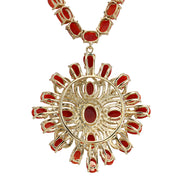 53.01 Carat Natural Coral 14K Yellow Gold Diamond Necklace - Fashion Strada