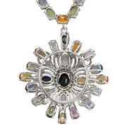 50.97 Carat Natural Ceylon Sapphire 14K White Gold Diamond Necklace - Fashion Strada