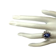 5.98 Carat Natural Tanzanite 14K White Gold Diamond Ring - Fashion Strada