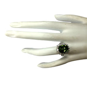 5.93 Carat Natural Peridot 14K White Gold Diamond Ring - Fashion Strada