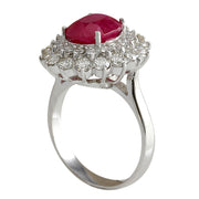 5.80 Carat Natural Ruby 14K White Gold Diamond Ring - Fashion Strada