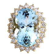 5.78 Carat Natural Aquamarine 14K Yellow Gold Diamond Ring - Fashion Strada