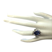 5.66 Carat Natural Tanzanite 14K White Gold Diamond Ring - Fashion Strada