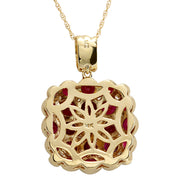 5.61 Carat Natural Ruby 14K Yellow Gold Diamond Necklace - Fashion Strada