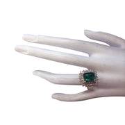 5.51 Carat Natural Emerald 14K Yellow Gold Diamond Ring - Fashion Strada