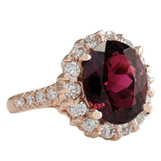 5.50 Carat Natural Tourmaline 14K Rose Gold Diamond Ring - Fashion Strada