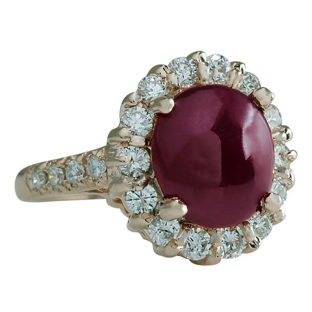 5.42 Carat Natural Ruby 14K Rose Gold Diamond Ring - Fashion Strada