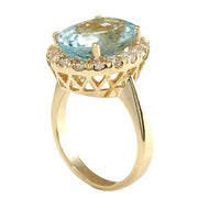 5.32 Carat Natural Aquamarine 14K Yellow Gold Diamond Ring - Fashion Strada