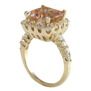 5.29 Carat Natural Morganite 14K Yellow Gold Diamond Ring - Fashion Strada
