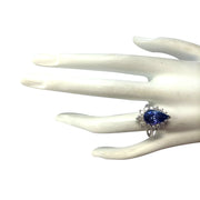 5.26 Carat Natural Tanzanite 14K White Gold Diamond Ring - Fashion Strada