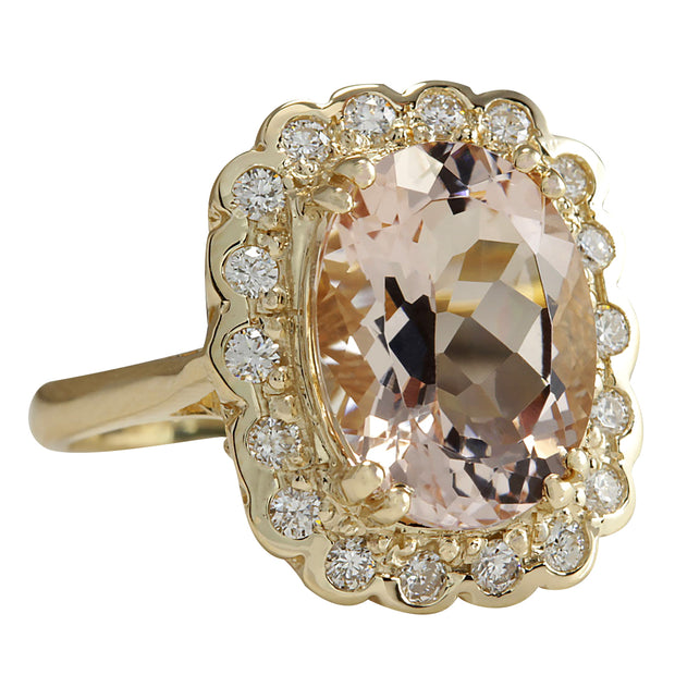 5.07 Carat Natural Morganite 14K Yellow Gold Diamond Ring - Fashion Strada