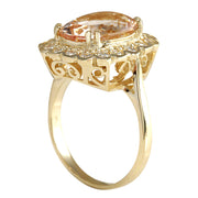 5.07 Carat Natural Morganite 14K Yellow Gold Diamond Ring - Fashion Strada