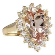 5.00 Carat Natural Morganite 14K Yellow Gold Diamond Ring - Fashion Strada