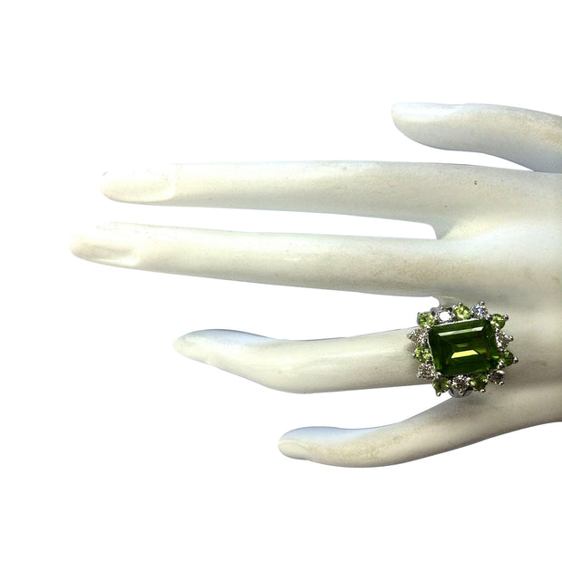 4.97 Carat Natural Peridot 14K White Gold Diamond Ring - Fashion Strada