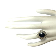 4.97 Carat Natural Sapphire 14K White Gold Diamond Ring - Fashion Strada