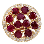 4.93 Carat Natural Ruby 14K Yellow Gold Diamond Ring - Fashion Strada