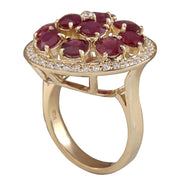 4.93 Carat Natural Ruby 14K Yellow Gold Diamond Ring - Fashion Strada