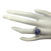 4.88 Carat Natural Tanzanite 14K White Gold Diamond Ring - Fashion Strada