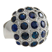 4.86 Carat Natural Sapphire 14K White Gold Diamond Ring - Fashion Strada