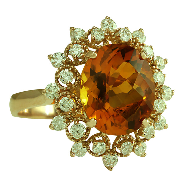 4.85 Carat Natural Citrine 14K Rose Gold Diamond Ring - Fashion Strada