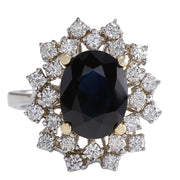 4.83 Carat Natural Sapphire 14K White Gold Diamond Ring - Fashion Strada