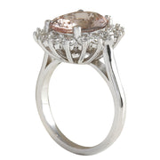 4.72 Carat Natural Morganite 14K White Gold Diamond Ring - Fashion Strada