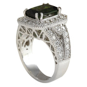 4.72 Carat Natural Tourmaline 14K White Gold Diamond Ring - Fashion Strada