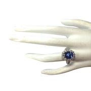 4.68 Carat Natural Tanzanite 14K White Gold Diamond Ring - Fashion Strada