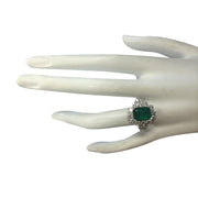 4.58 Carat Natural Emerald 14K White Gold Diamond Ring - Fashion Strada