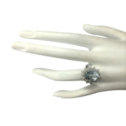 4.48 Carat Natural Aquamarine 14K White Gold Diamond Ring - Fashion Strada